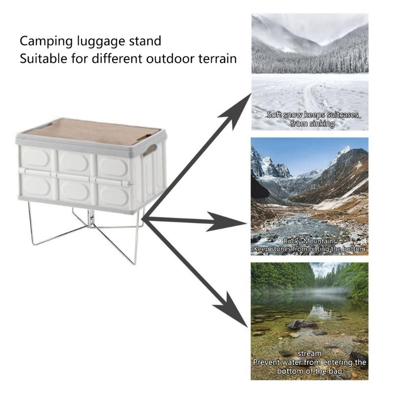 Camping Foldable Metal Stand Portable Metal Luggage Rack Ice Box Holder Coolers Stand for Outdoor Picnics Fishing