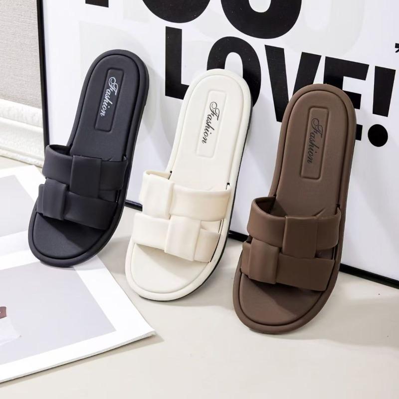 Women's Soft Leather Flat Slide Sandals Comfortable Open-Toe Casual Slippers for Daily Wear