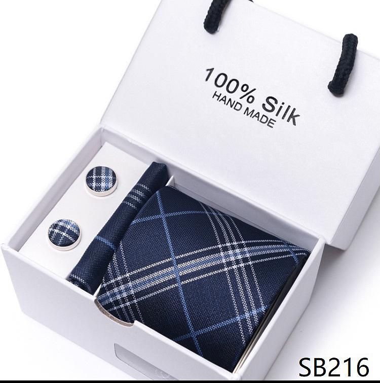 Men's 1200-Needle High-Density Business Stripe & Paisley Tie Set - 6 Piece Groom & Wedding Gift Box