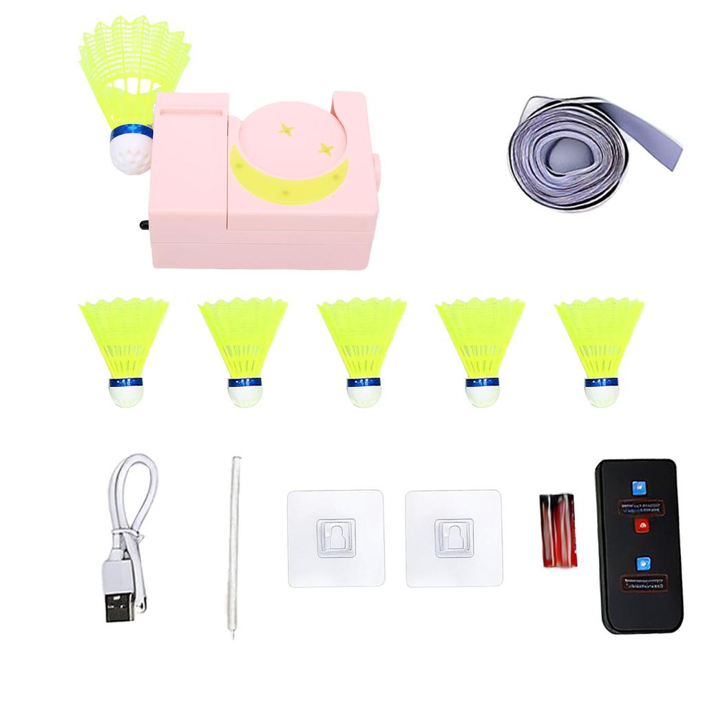 Automatic Rebound Badminton Trainer Kit Single Player Badminton Self Training Device with 6 Shuttlecocks and Remote for