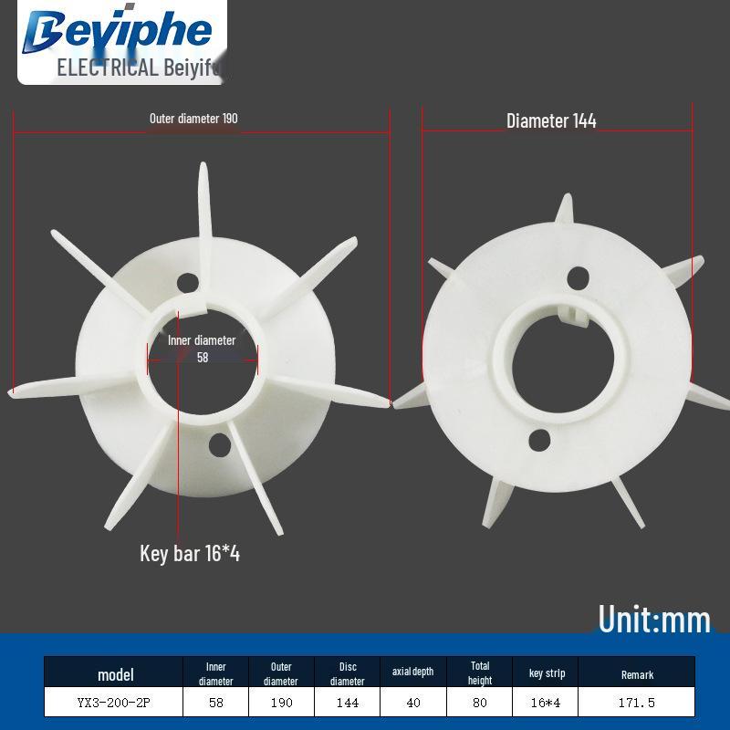 High-Temperature Resistant Y3/YX3 Plastic Cooling Fan Blade 0.55-160KW Energy Saving, New YE3.
