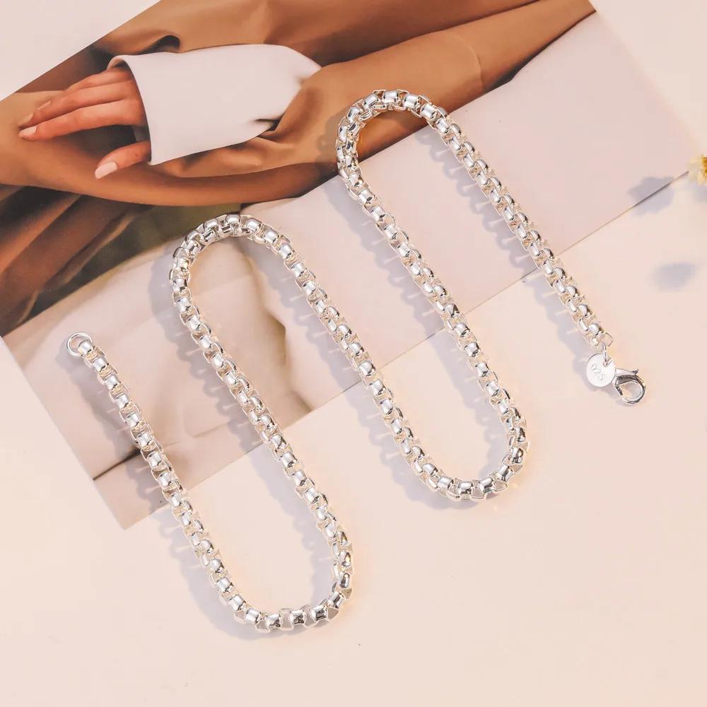45-60cm 4MM Round Box Chain   Copper Necklaces for Men Woman Boy Fashion Jewelry Party Christmas Gifts