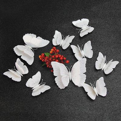 New Style 12Pcs Double Layer 3D Butterfly Wall Stickers Home Room Decor Butterflies For Wedding Decoration Magnet Fridge Decals