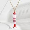 Cute Exquisite Colorful Fish Pendant Necklaces For Women Girls  Stainless Steel Necklace Summer Beach Jewelry Gift