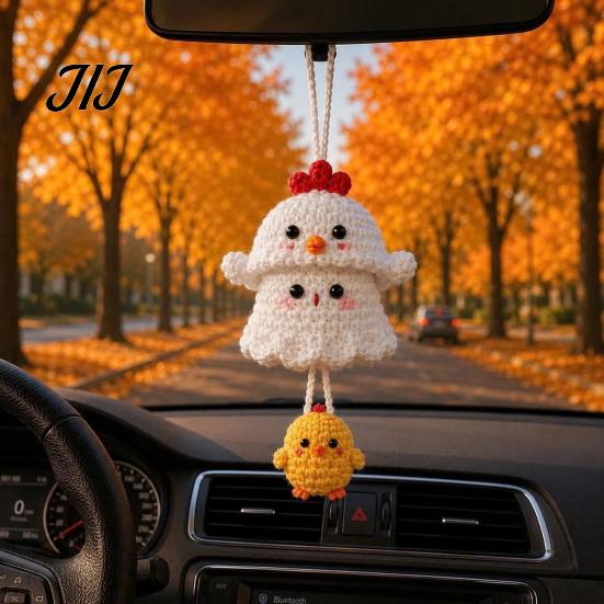 Hand Knitted Cartoon Animal Pendant Handmade Crochet Ghost Keychain, Cute Plush Charm for Bags Childlike Decorative Keys, Spooky Festive Ornament with