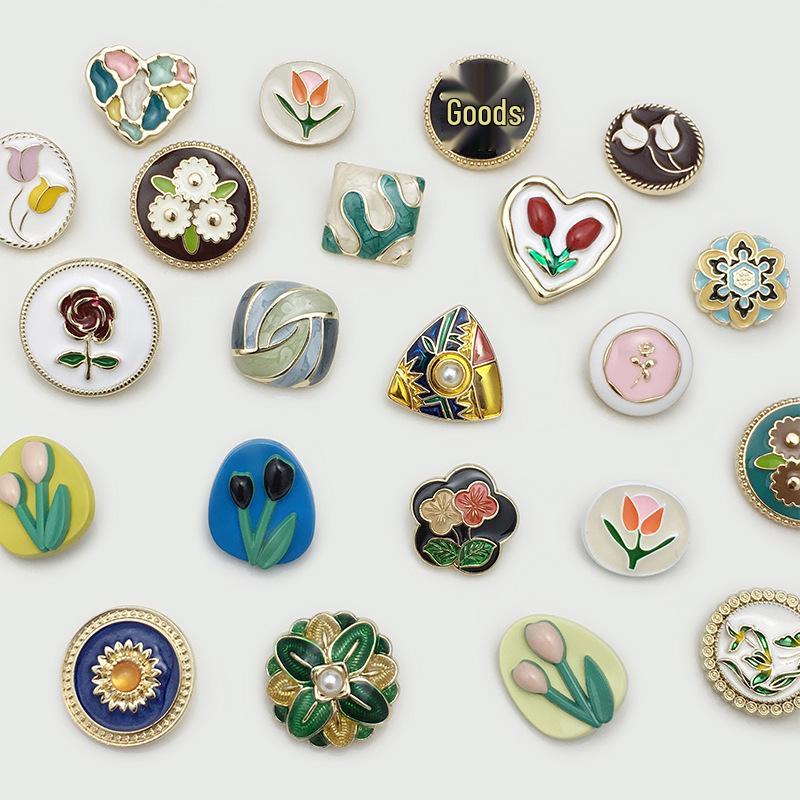 Versatile Coat and Sweater Buttons: Flower, Tulip, Heart, Square, and Bow Designs