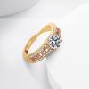 2026 Light Luxury Zircon Ring Women's Champagne Real Gold Niche Design Sense Open Ring Women's Jewelry