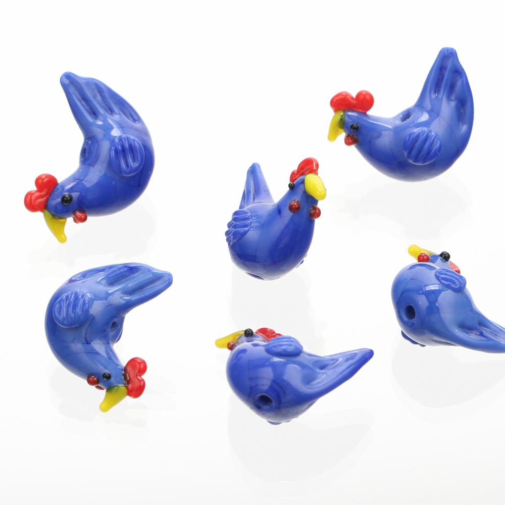 2pcs Cock Rooster Hen Shape Handmade Lampwork Glass Loose Beads For Jewelry Making Accessories DIY Crafts Findings