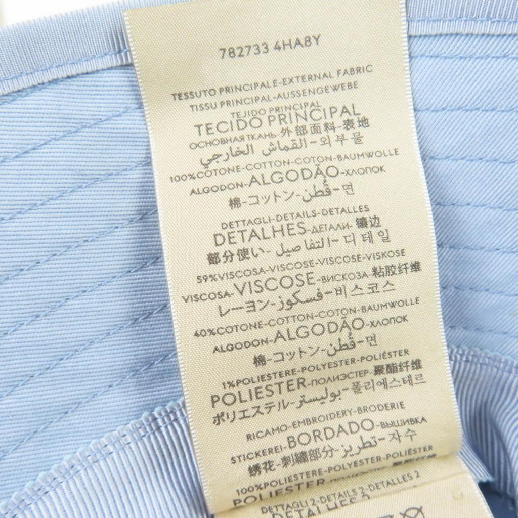 Pristine GUCCI Hat Embroidered Logo Bucket Hat Light Blue Cotton Women S 782733 Used