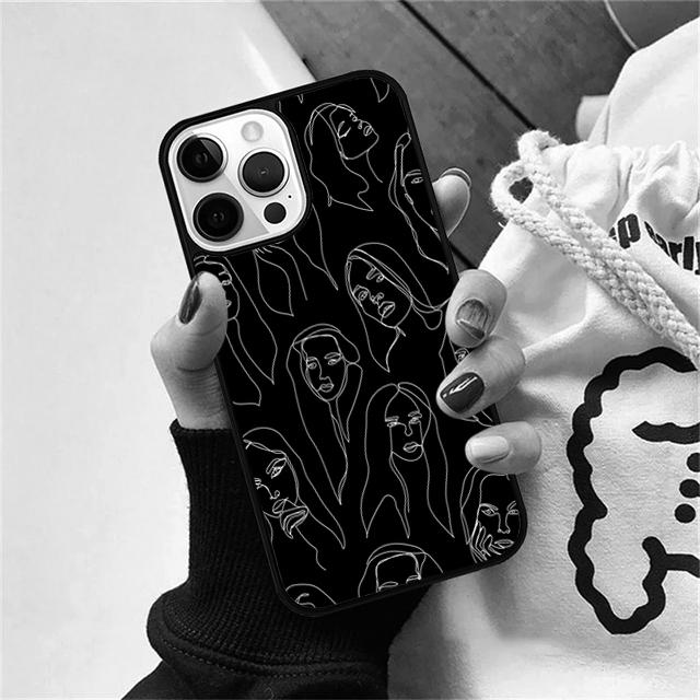 Poster Minimalist Face Artwork Phone Case Cover For iPhone 17 Air 15 16 Pro Max 14 13 12 11 Pro Max Plus Coque