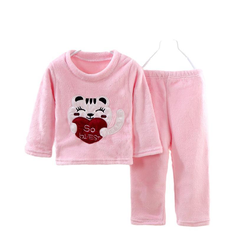 Children's Flannel Pajama Set - Warm Velvet for Boys & Girls, Middle & Big Kids, Autumn/Winter.