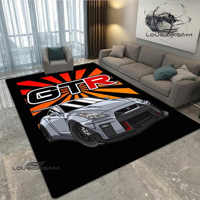 JDMs GTR Flag Car Pattern Carpet Decoration Room Home Outdoor Decor Racing Rug Non Slip Washable Game Style Floor Mat