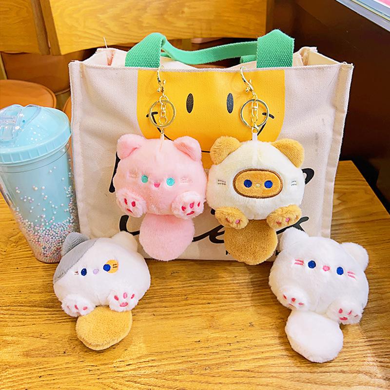 Adorable Cat Plush Keychain Toy, Key Ring Pendant for Purse Backpack Luggage Pet Collar, Cute Doll Gift for Students Girls Women