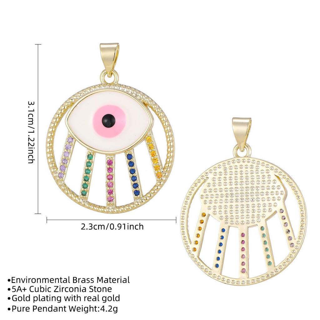Colorful Evil Eye Pendant Necklace with Rhinestone Inlay - European & American Fashion Lucky Charm