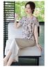 Elegant Chiffon Short Sleeve Two-Piece Set for Middle-Aged Women - Petite Summer Slimming Top, Fashionable for Women Over 50