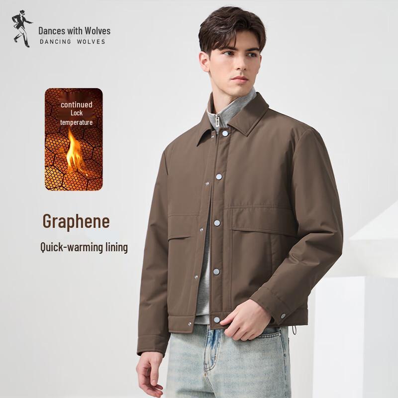 

DANCING WITH WOLVES Men s Duck Down Graphene Thermal Lapel Jacket 180