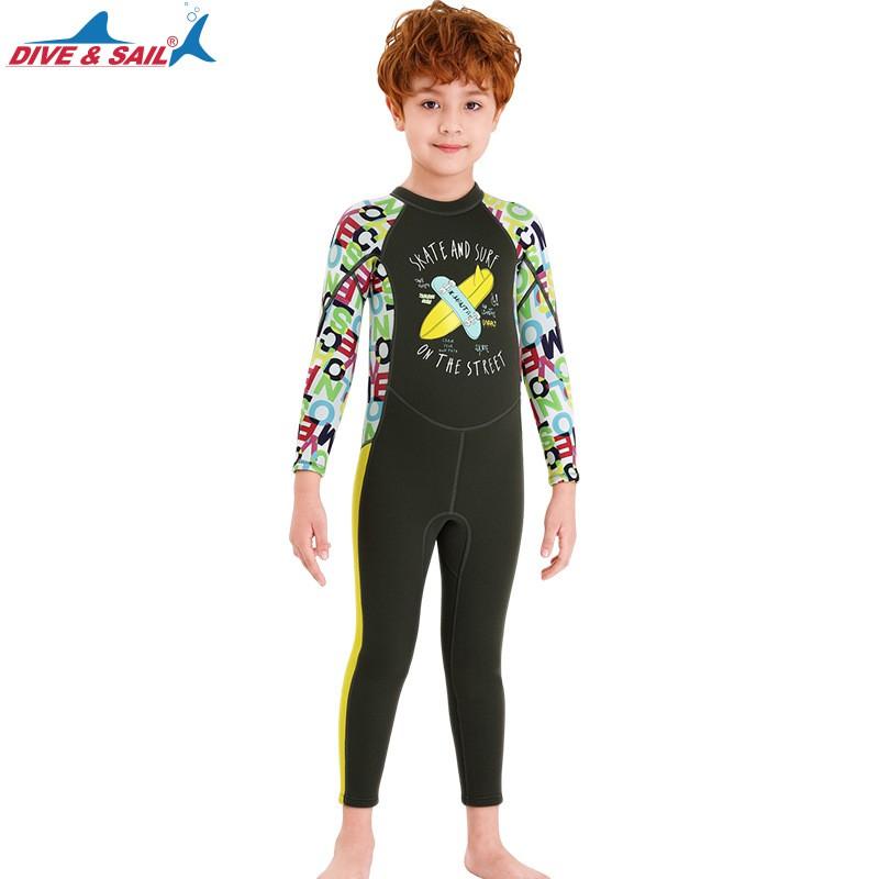 Kids 2.5mm Thick Neoprene Wetsuit Long Sleeve Full Body Dive Suit Snorkeling Surfing Swimming Warm Protection