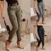 European & American Women's Low Waist Ankle-tie Cargo Pants with Button Pockets - Versatile Solid Color Fashion Long Pants