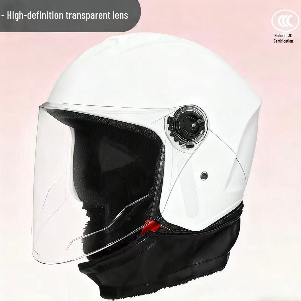Unisex Winter Half Helmet for Electric Motorcycles - All-Season Cold Protection, Warm, 3C Certified