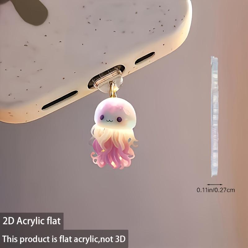 2Dflat, 1pc 2D Cute Jellyfish Theme Mobile Phone Dust Plug: Suitable for IPhone/Type-C Connector - Acrylic Mobile Maintenance, Perfect Holiday Gift