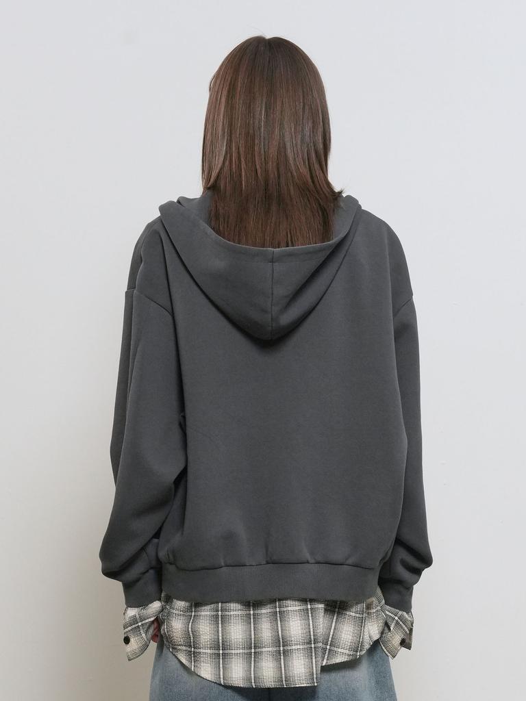 Generalidea Unisex Shirt Layered Zip-Up Hoodie [Grey] / Gf1Ujp004