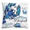Blue Marine Organism Printed Pattern Polyester Cushion Cover for Home Living Room Sofa Decorative Pillowcase