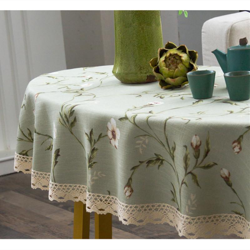 Oval Tea Table American Fresh Small Broken Flower Tablecloth Cotton Linen New Year's Tablecloth Coffee Table for Living Room