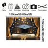 Golden Graduation Cap&Diploma Design Party Banner,for Celebrations,Home&Garden Events,Photo Studio Backdrop,Festivities,Graduation Party Decor