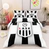 LASK Linz 1908 Crest 3 Piece Bedding Set, Black White Striped Shield Soccer Emblem Duvet Cover Set for Austrian Football Fan Bedroom Gift