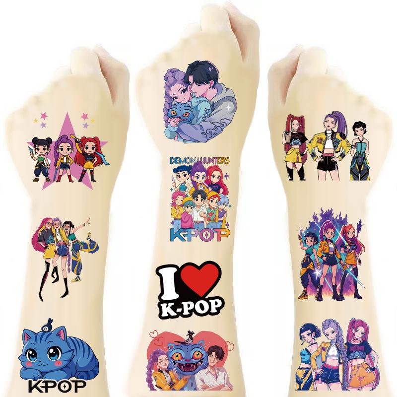80 KPOP Łowcy Czarownic Naklejki Tatuaże Kreskówka Animacja Peryferyjne Kreatywne Tymczasowe Naklejki Tatuaże