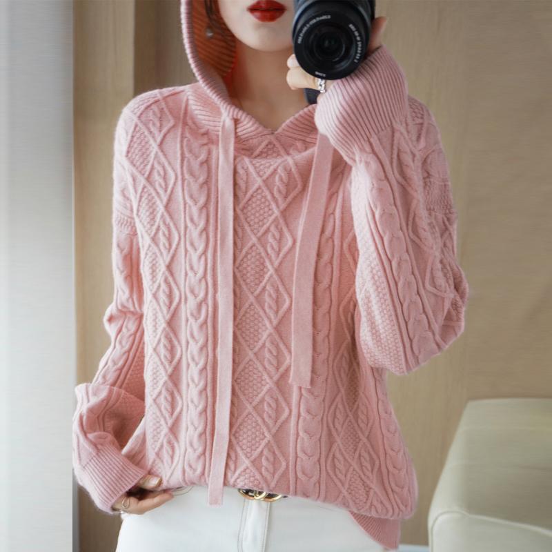 Women Knitted Hoodie Sweater MODERN NEW SAGA Winter Knitted Pullover Sweatshirt Autumn Cashmere Wool Sweaters Female Jumper