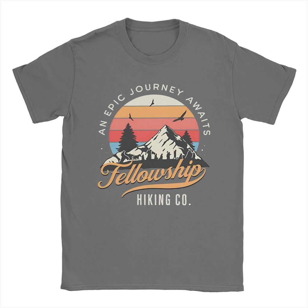 L-Lords Of The R-Rings Fellowship Hiking T-Shirt Men Fantasy Funny 100% Cotton Tees Crew Neck Short Sleeve T Shirts Original