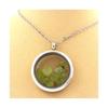 Stones and Minerals. Raw Peridot Necklace. 25 Mm Medallion Model. Color Silver.