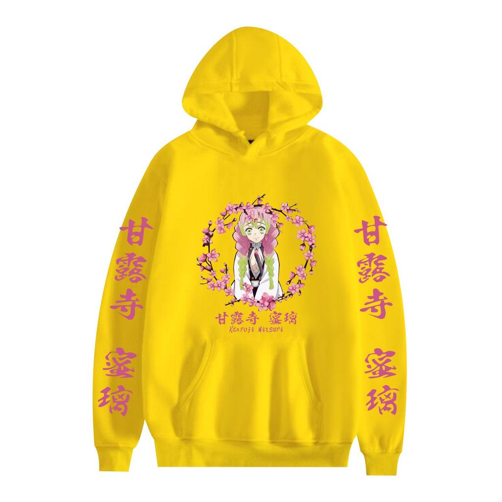 Japan Cartoon Comics Demon Slayer Print Hoodie Basic Casual Wear Unisex Couple Outfit 0042