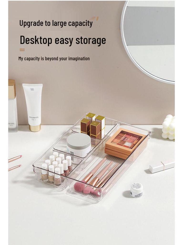 Clear Drawer Organizer Set with Built-in Dividers for Miscellaneous Items