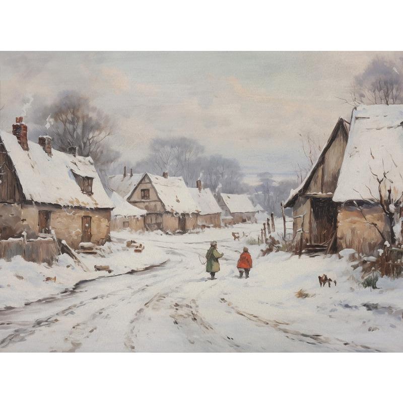 Vintage Winter Snow Scenery Pine Tree Posters and Prints Canvas Printing Wall Art Picture for Living Room Home Decoration