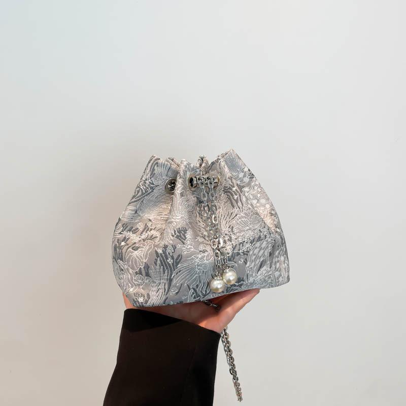 New Chinese style national style women's bag handbag 2025 new bucket small bag simple chain single shoulder oblique span bag