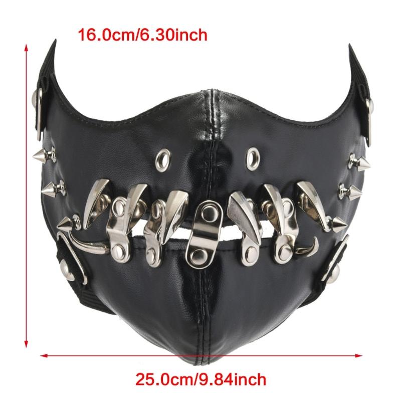 Rivet Spikes Leather Mask Cosplay Mask Motorcycle Biker Half Face Mask Anti Dust Sports Mask Masquerades Mask Women Men