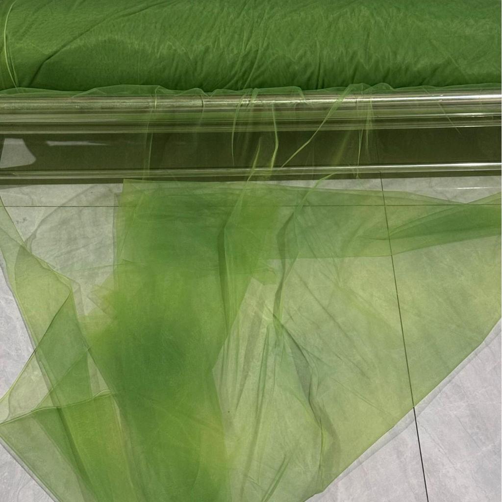 Ancient Chinese Style Green Gradient Gauze Curtain Fabric for Kindergarten Environmental Decor