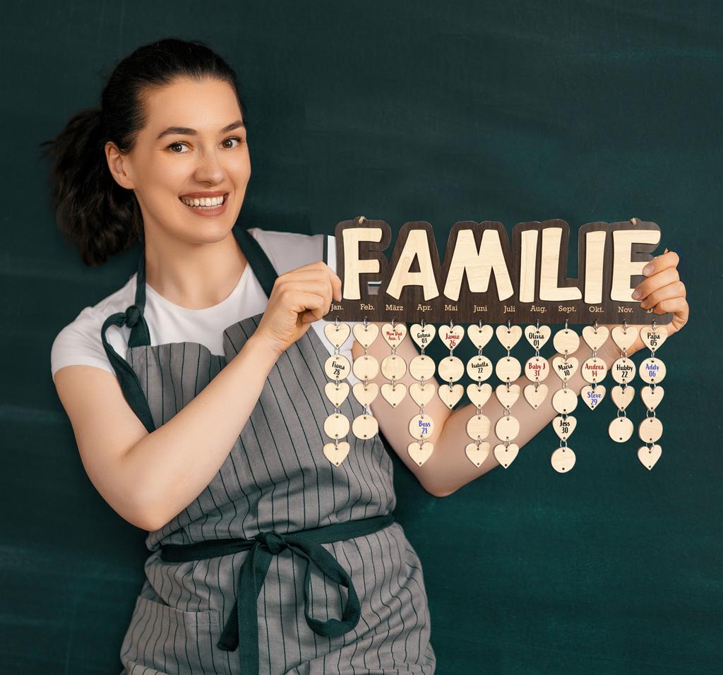 Inkdotpot Familiengeburtstagserinnerung Wandbehang Holz DIY Geburtstag Tracker Plakette Wandbehang Ewiger Kalender
