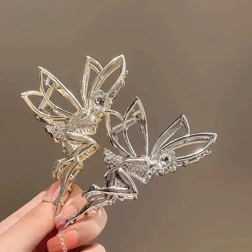 New Luxury Elf Metal Hair Claw for Women Crab Clip Hairpin Crystal Zircon Hair Accessories Shiny Barrette Headband Jewelry Gifts