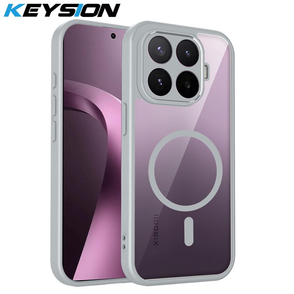 KEYSION Transparente Magnetische Handyhülle für Xiaomi 17T 17T Pro 5G Silikon+PC HD Klar Stoßfeste Rückabdeckung für Xiaomi 17T Pro for Xiaomi 17T grau