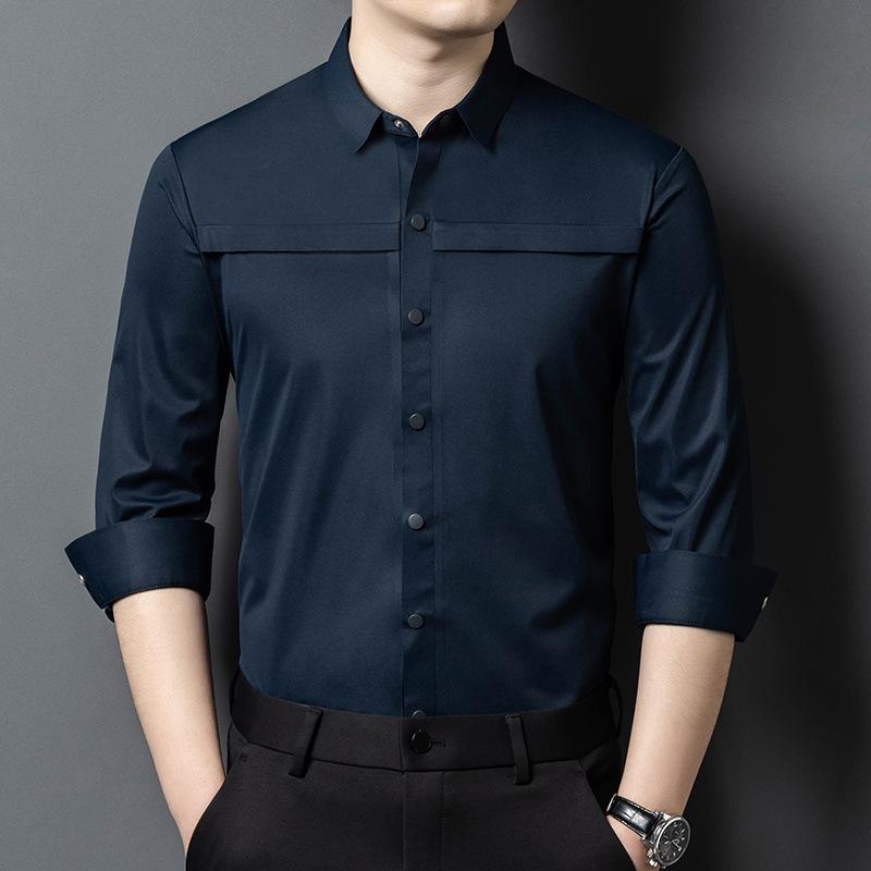 Spring and Autumn Men's Casual Shirt Men's High-end Casual and Versatile High-end Commuter Shirt Men's Long Sleeve Daddy Outfit