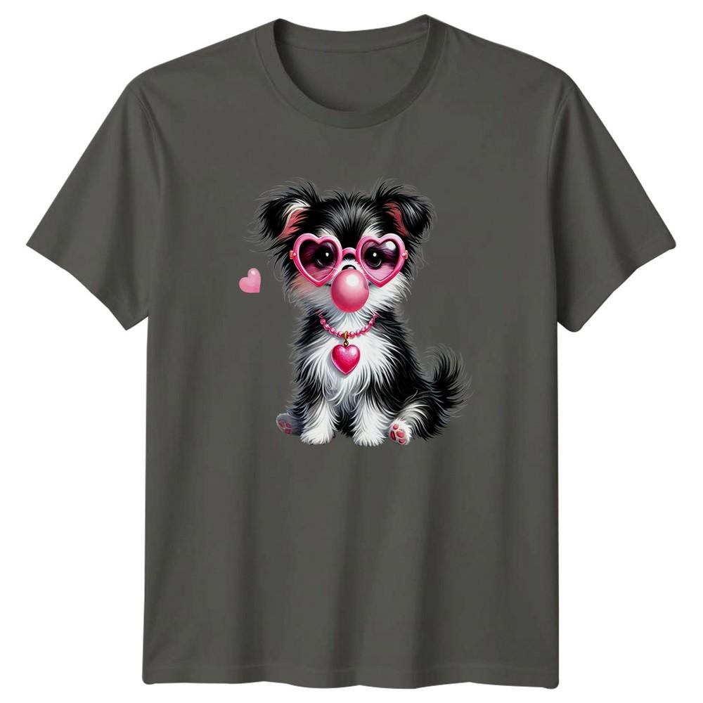 Puppy Dog Heart Sunglasses Dogs Animals Unisexs TShirt Unisexs Tee Cute Bubblegum