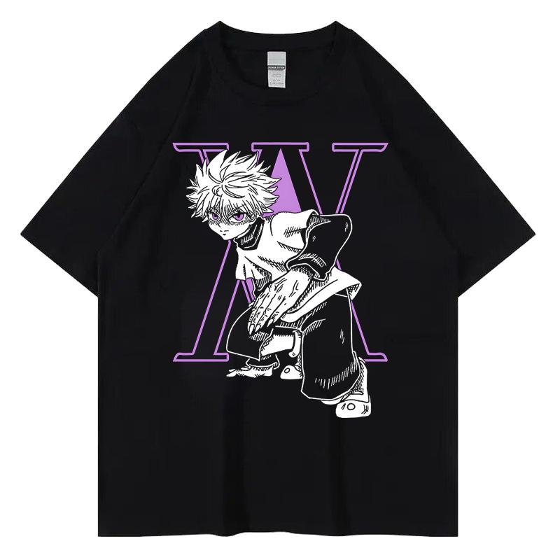 Japanese Anime Full Time Hunter X Hunter Tide Harajuku Hip Hop Street Retro Cotton T-Shirt for Men and Women