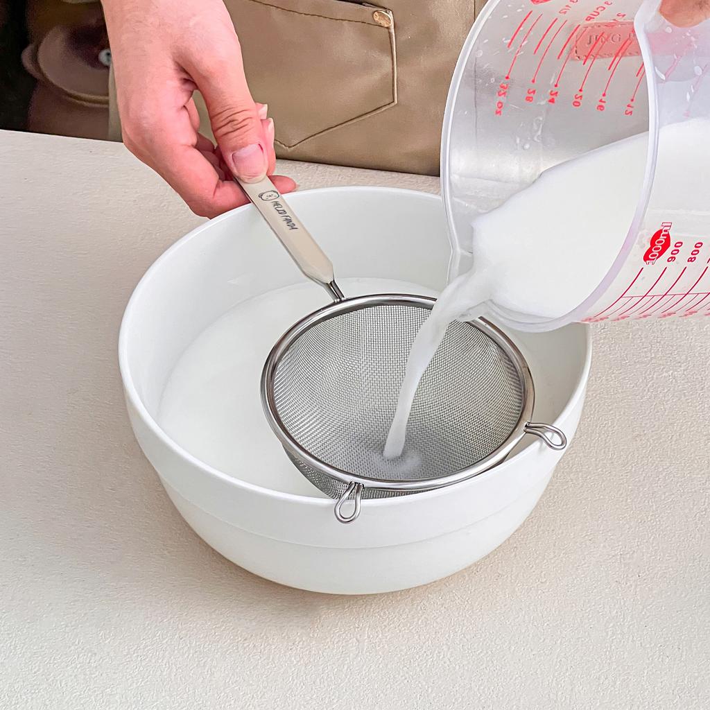 Fine Mesh Filter Spoon 304 Stainless Steel Flour Sieve Reusable Colander Soybean Milk Juice Strainer Kitchen Utensils
