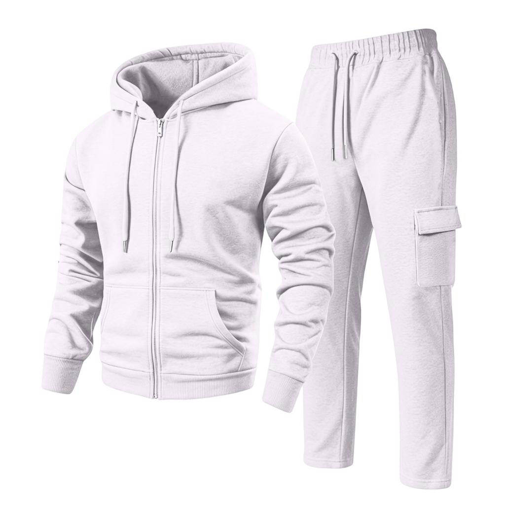 Men's Hoodie and Cargo Jogger Pants 2-Piece Set Casual Sportswear Suit for Outdoor Activities