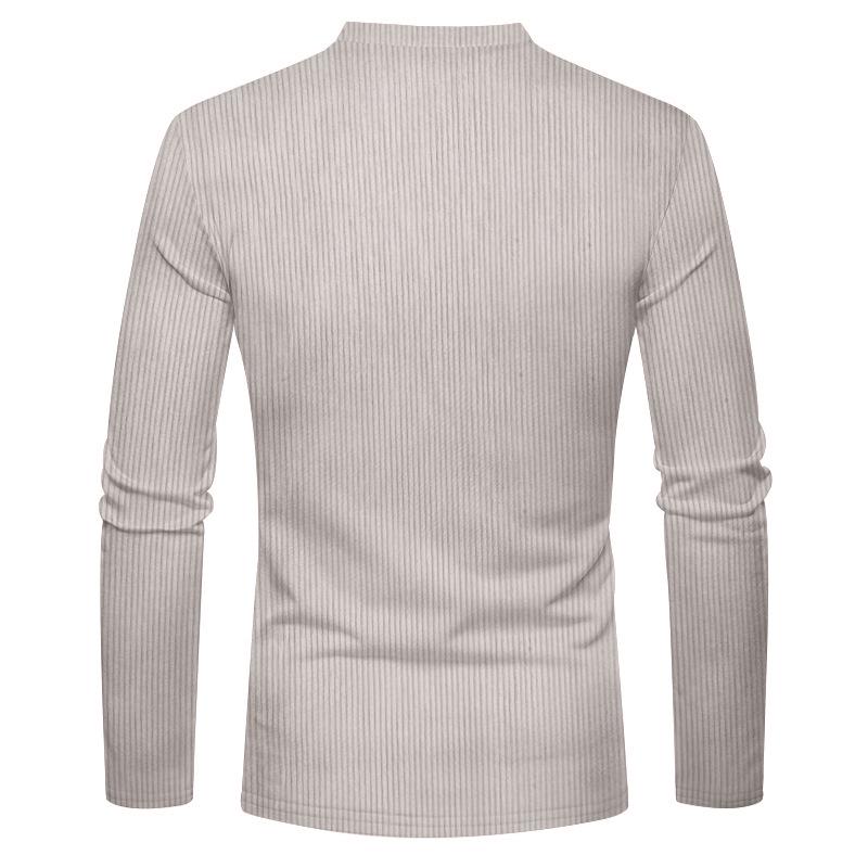 Men's Outdoor Corduroy Long-Sleeve Henley Hoodie - Solid Color, Spring/Autumn 2025 Collection