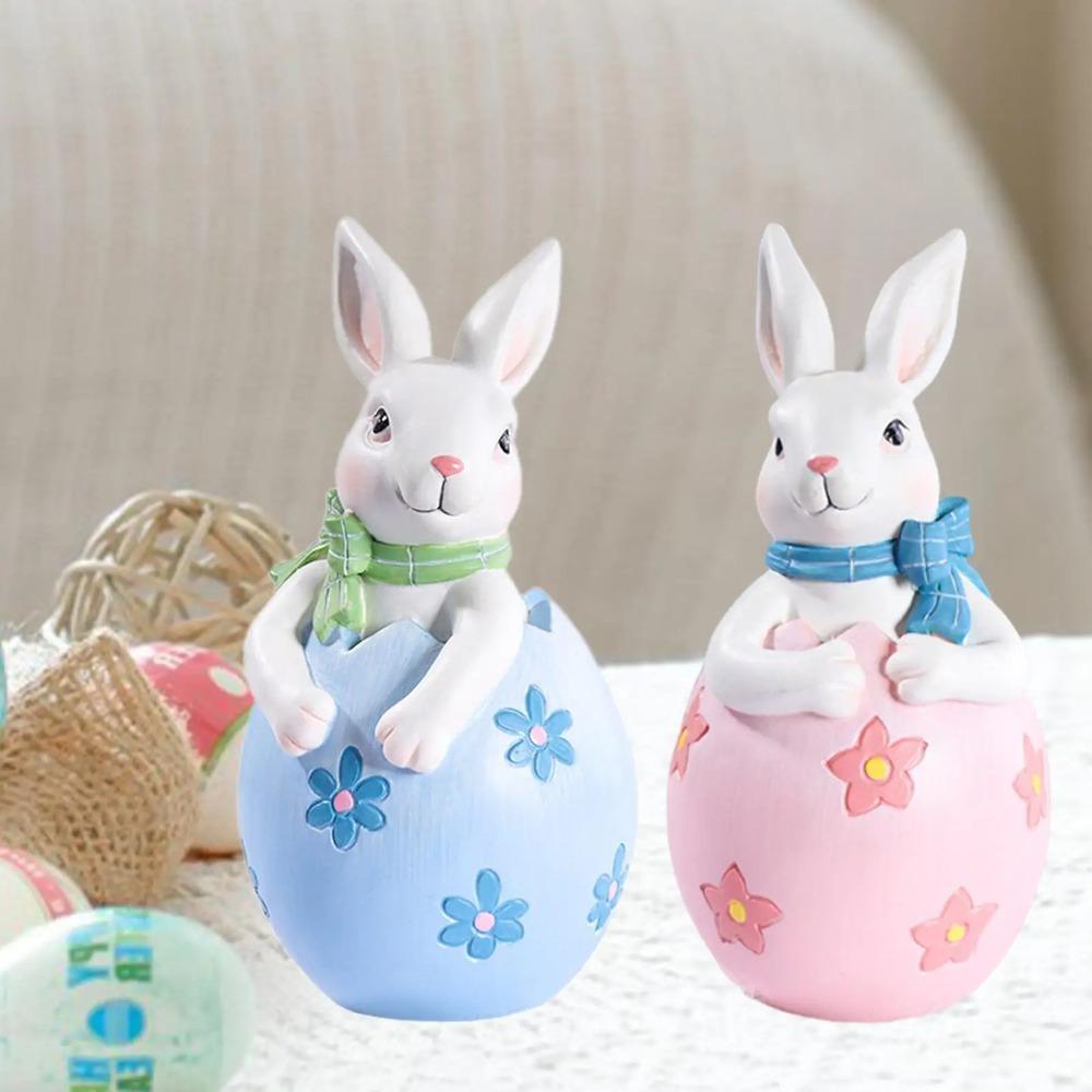 

Festival Rabbit Egg Hugging Statue Cute Bunny Desktop Ornament Outdoor Garden розовый