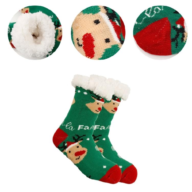 2 Pairs Winter Fuzzy Slipper Socks Nonslip for Women Soft Warm Themral Fleece Lining Knitted Thick Christmas Stockings